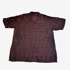 Vintage Y2K MT:2 Silk Rayon Button Down Shirt Rockabilly Red Black Men’s XXXL